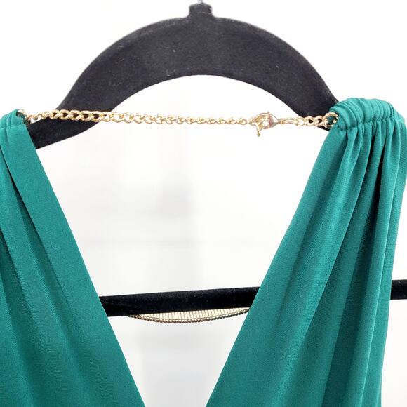 Vtg Laundry Shelli Segal Emerald Green Bodycon Sleeveless Twist Front Dress Sz 6 - Picture 6 of 11